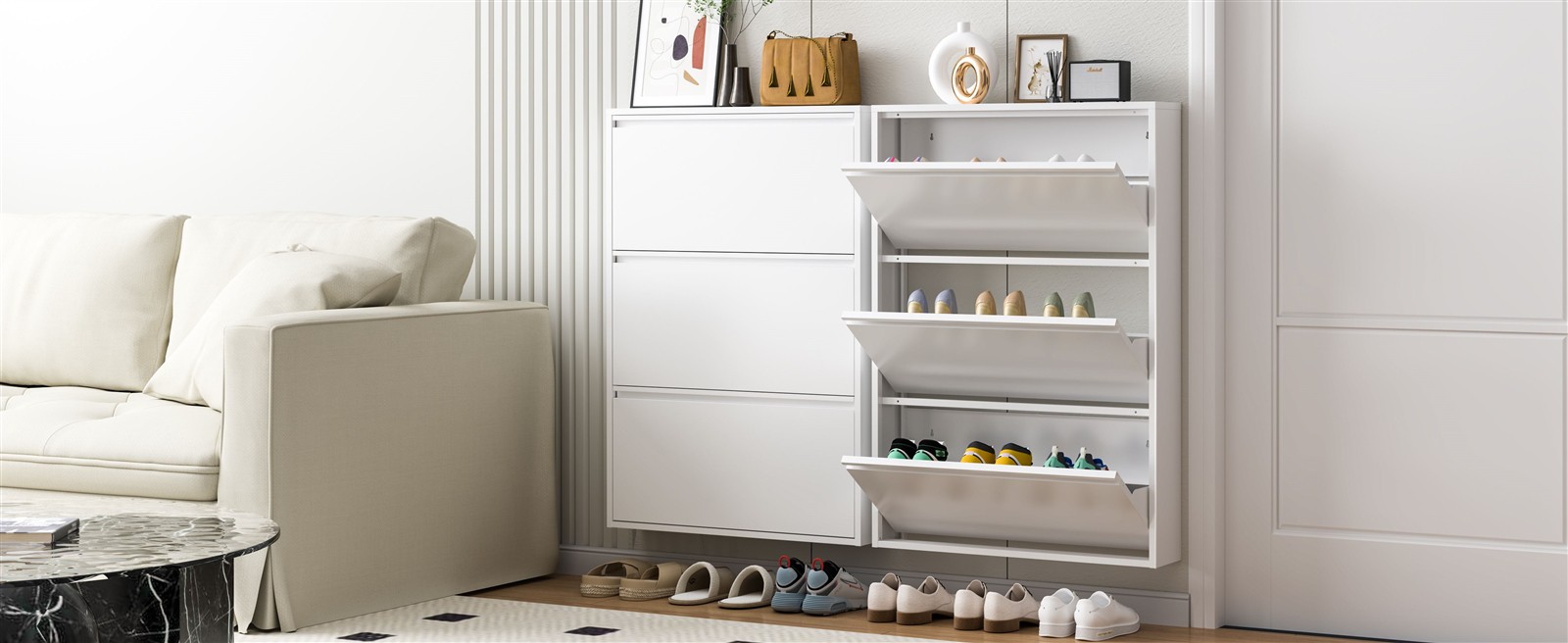 Entryway Tipping Bucket Shoe Cabinet Entryway Tipping Bucket Shoe Cabinet